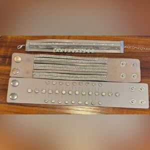 Paparazzi Silver Faux Leather Bracelets: Set of 3: 2 NWOT, 1 Gently Used